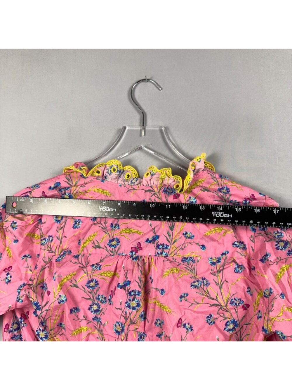 J.Crew Poplin Ruffle Blouse Size XS 100% Cotton Pink Wheat Bouquet Floral Print - Picture 11 of 13